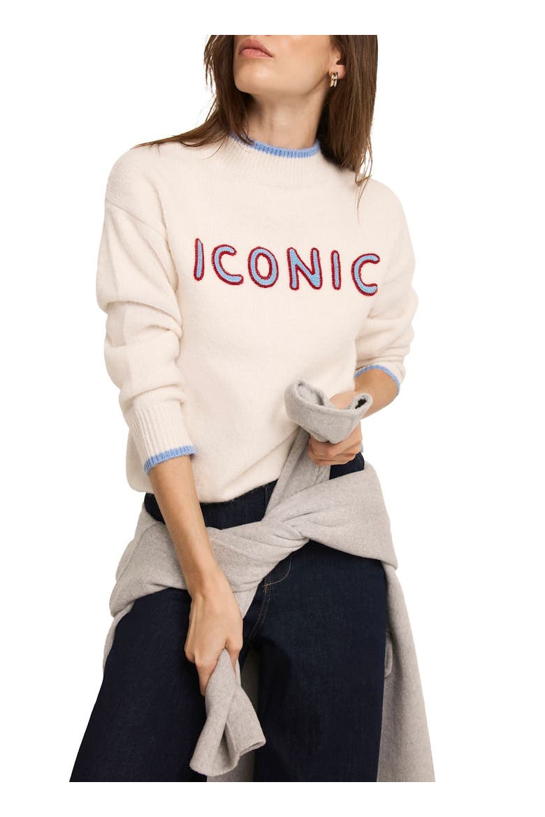 Iconic Embroidered Knit  Sweater, Main, color, Cream