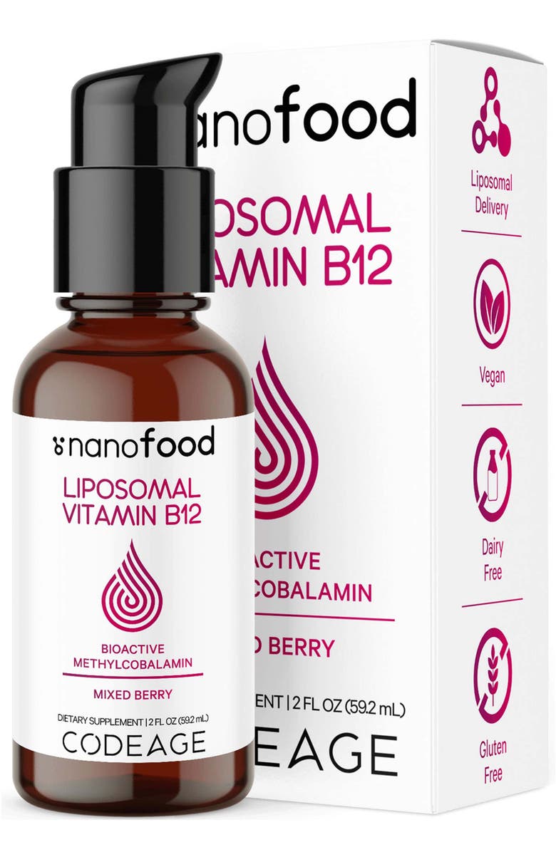 Codeage Liposomal Vitamin B12 Liquid Supplement, Main, color,