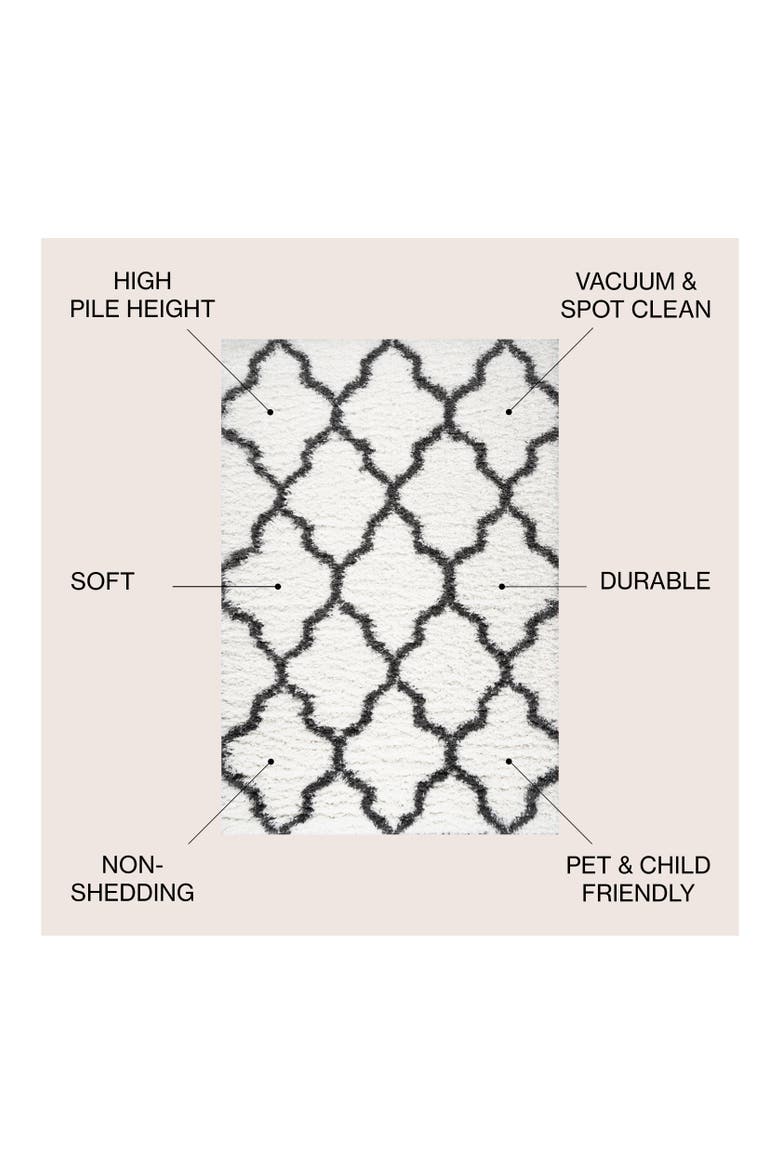 Marrakesh Shag Trellis Area Rug, Alternate, color, Ivory/Charcoal