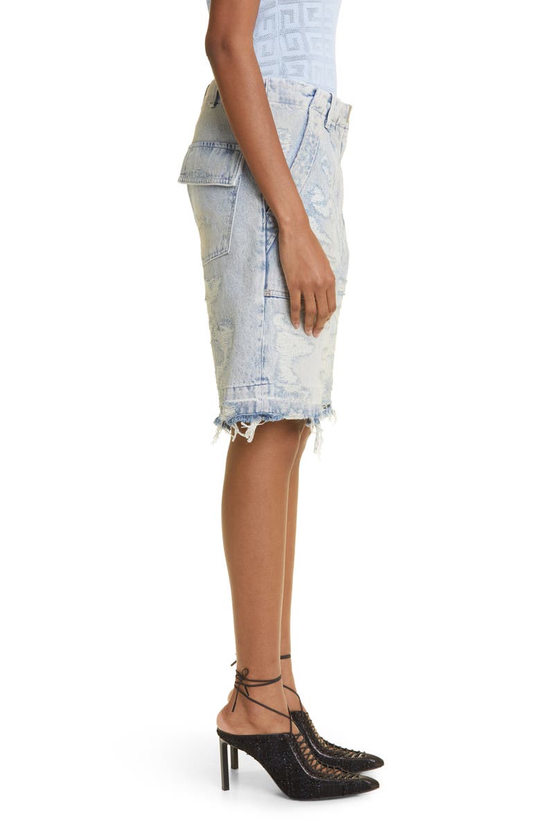 Givenchy Rip & Repair High Waist Denim Cargo Shorts, Alternate, color,