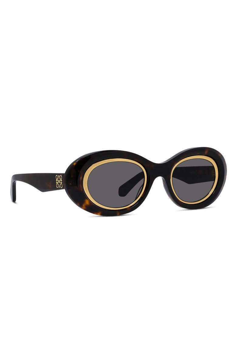 Loewe Anagram 54mm Oval Sunglasses, Alternate, color, Dark Havana / Smoke