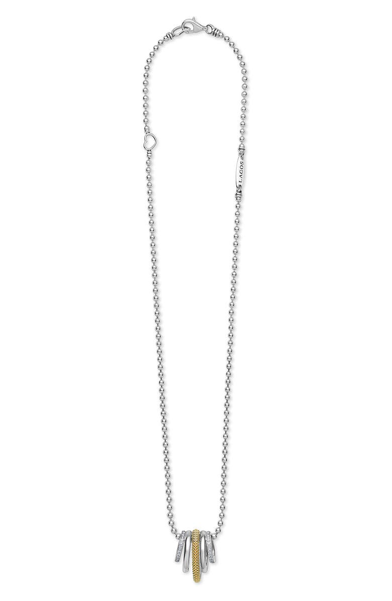 LAGOS Caviar Lux Pavé Diamond Pendant Necklace, Main, color, Two-Tone