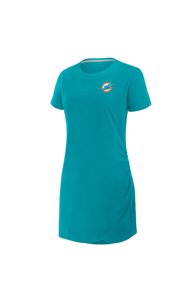 FANATICS Women's Fanatics Aqua Miami Dolphins Ruched Drape T-Shirt Dress, Alternate, color, Aqua