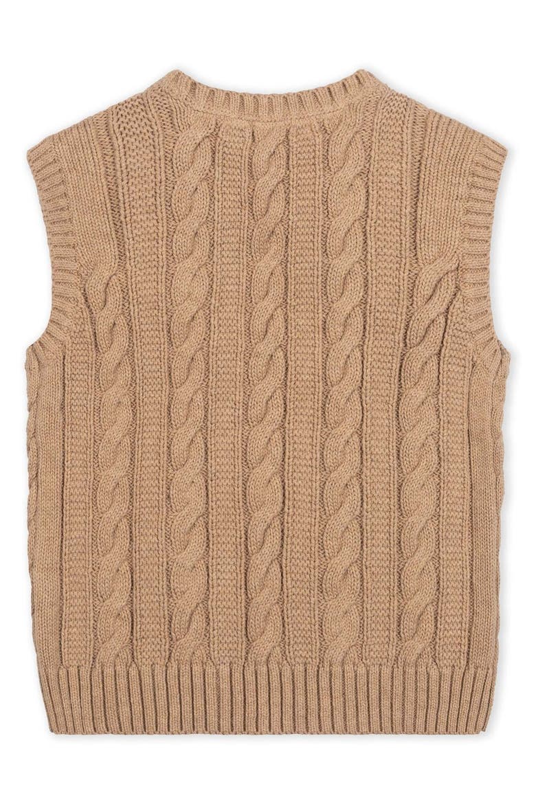 Baby Organic Cable Knit Sweater Vest, Alternate, color, Camel Heather Cable