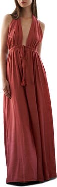 FREEMARKET Open Back Halter Maxi Dress