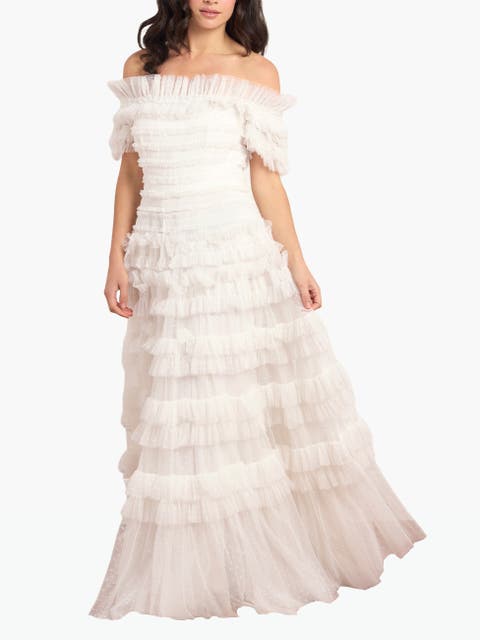 Lisette Ruffle Off Shoulder Gown