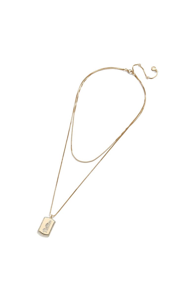 x Baublebar Philadelphia Phillies Dog Tag Necklace, Alternate, color, Gold
