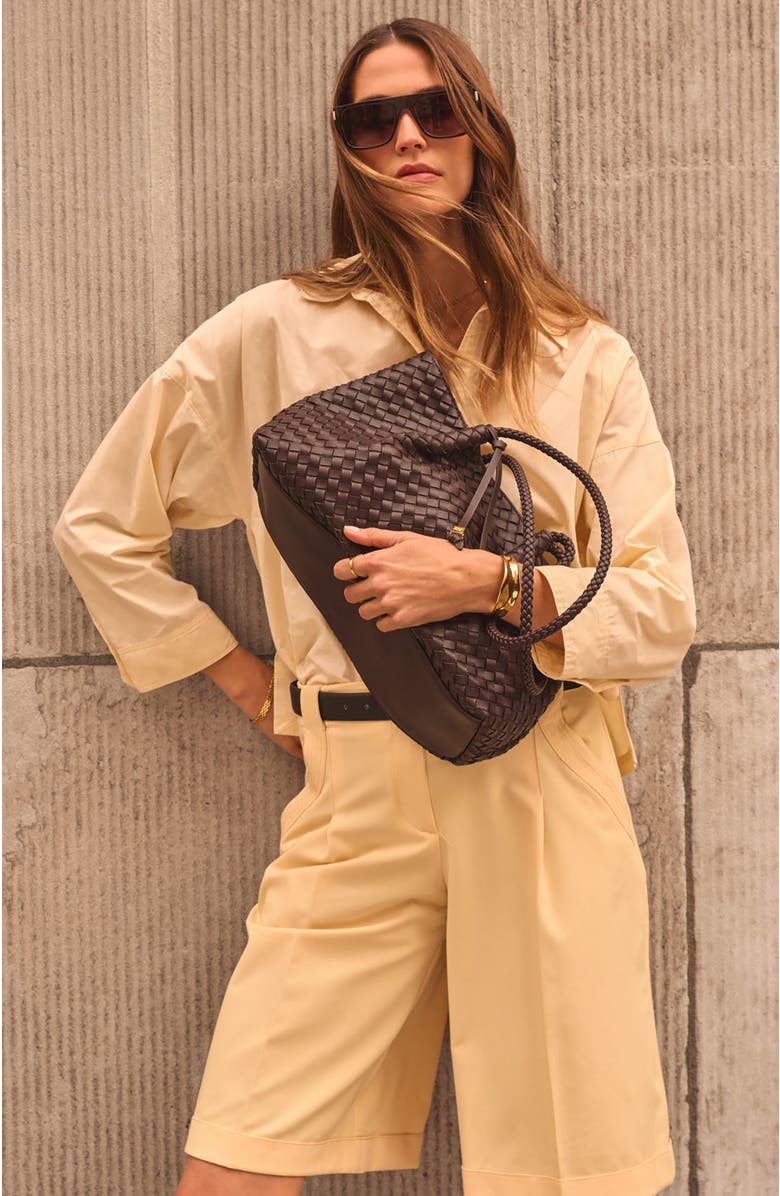 Katie Loxton Nova Hand Woven Small Shoulder Tote, Alternate, color, Chocolate