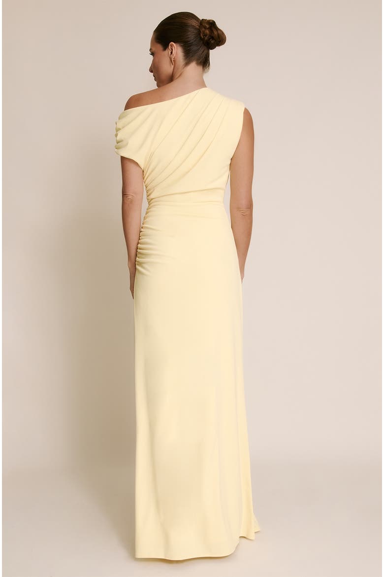 Slash Neck Draped Bridesmaid Dress, Alternate, color, Lemon