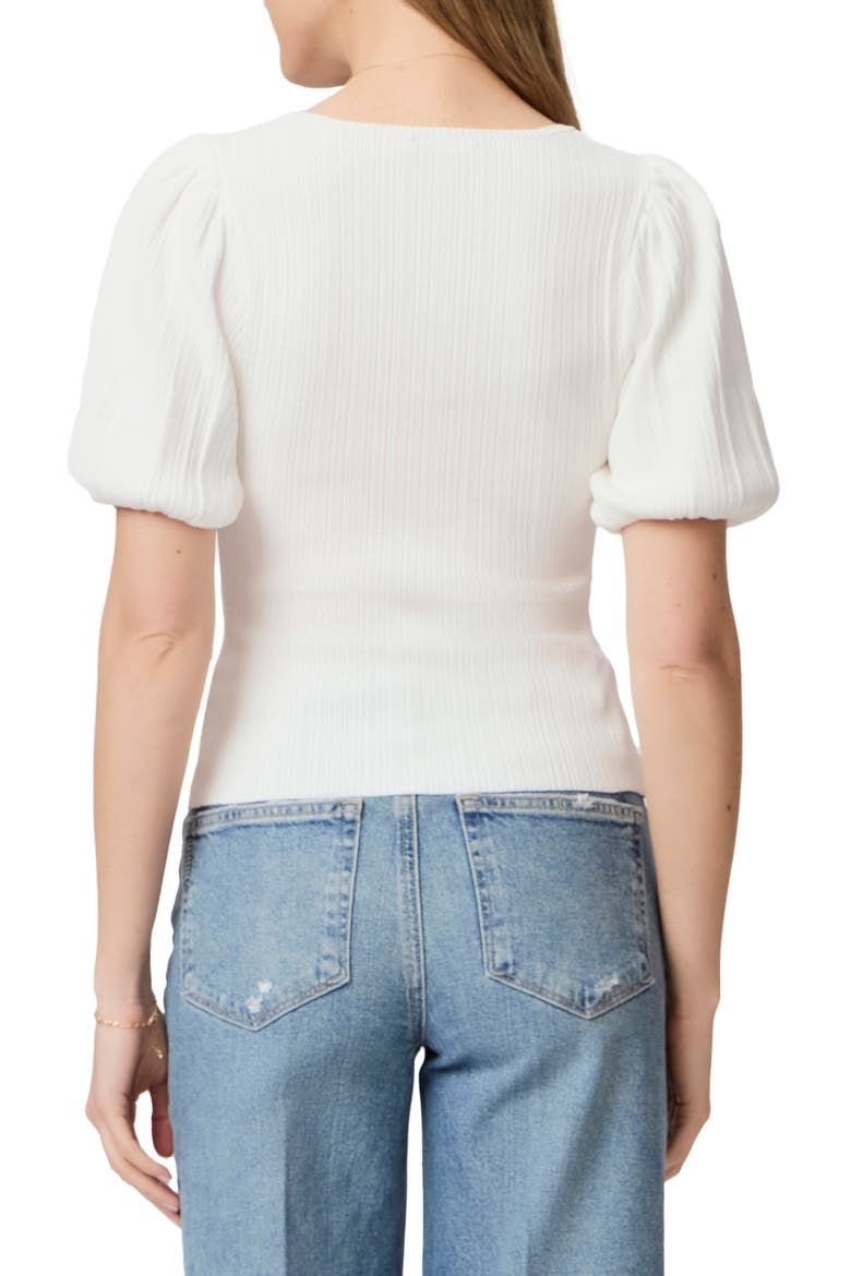 Maie Puff Sleeve Rib Sweater, Alternate, color, WHITE