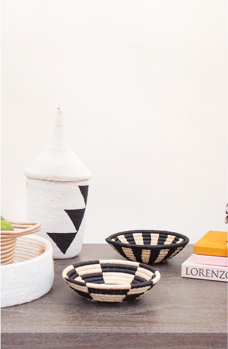 indego africa Mini Raffia Plateau - Stripes, Alternate, color, Natural And Black