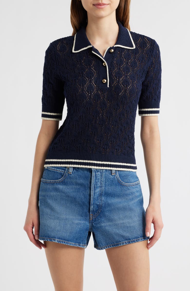 FRAME The Rookie Short Sleeve Sweater Polo, Main, color, 