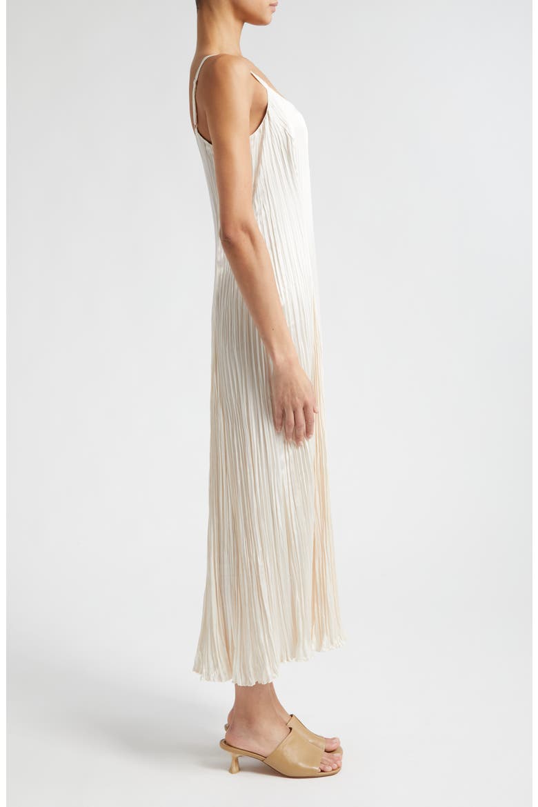 Relaxed Plissé Satin Midi Slipdress, Alternate, color, CHIFFON