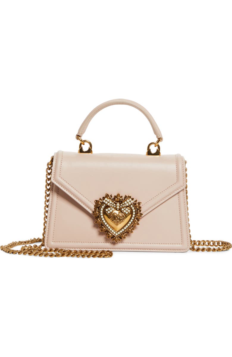 Dolce&Gabbana Mini Devotion Leather Top Handle Bag, Main, color, Powder Pink