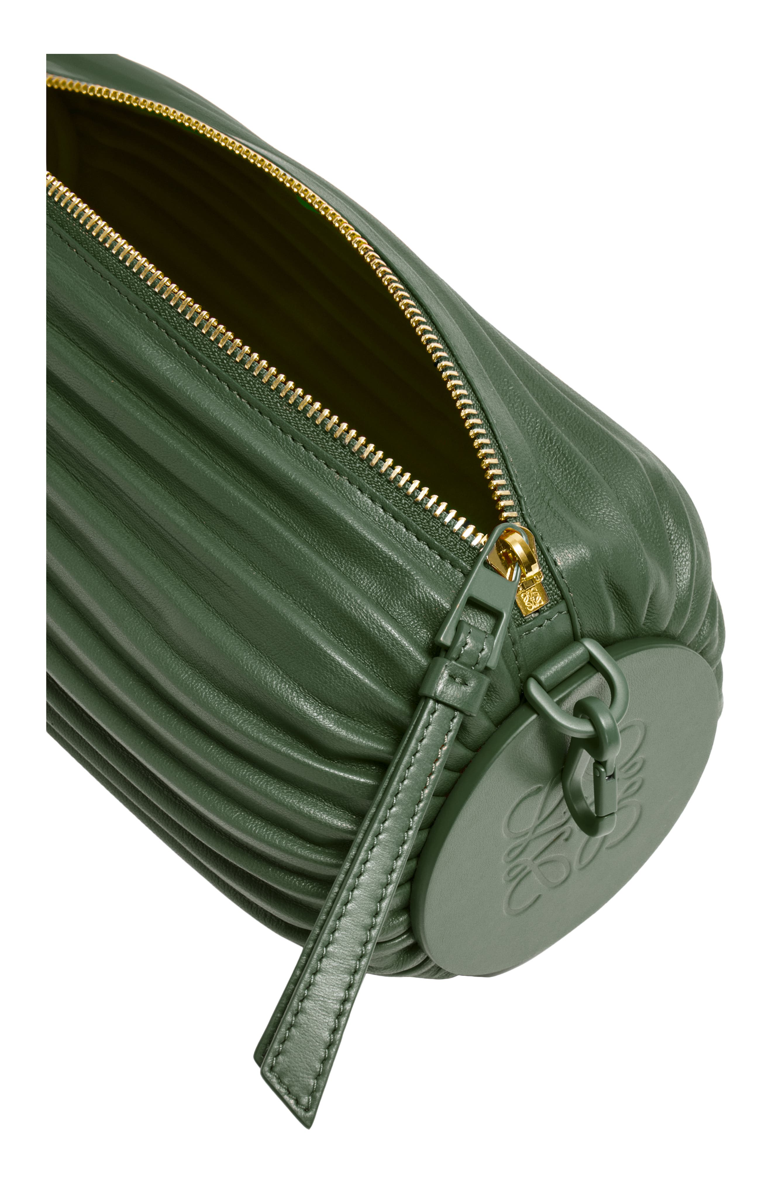Loewe Pleated Leather Bracelet Pouch, Alternate, color, 