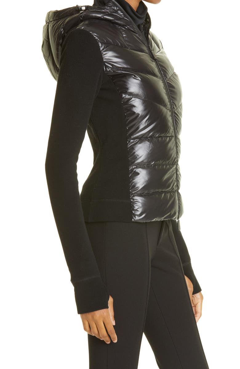 Moncler Grenoble Quilted 750 Fill Power Down & Fleece Hooded Cardigan, Alternate, color, 