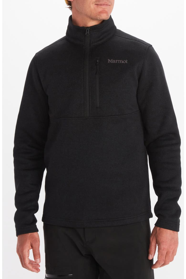 Drop Line Half Zip Fleece Jacket, Main, color, BLACK