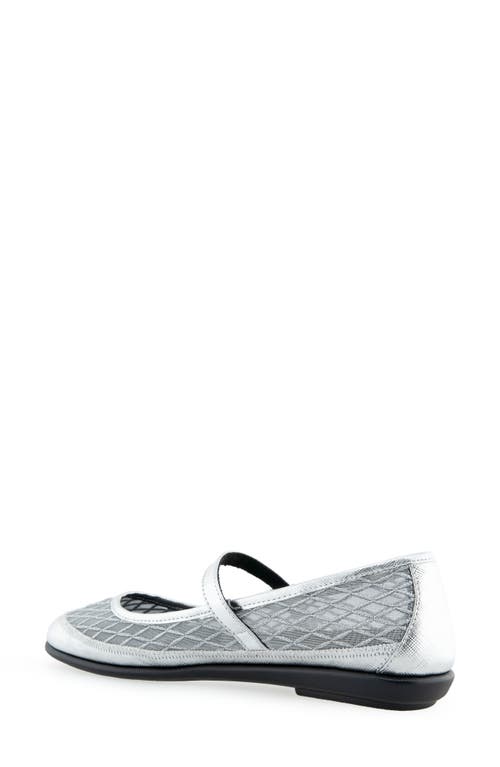 Aerosoles Baylee Mesh Mary Jane Flat In Silver Mesh Fabric