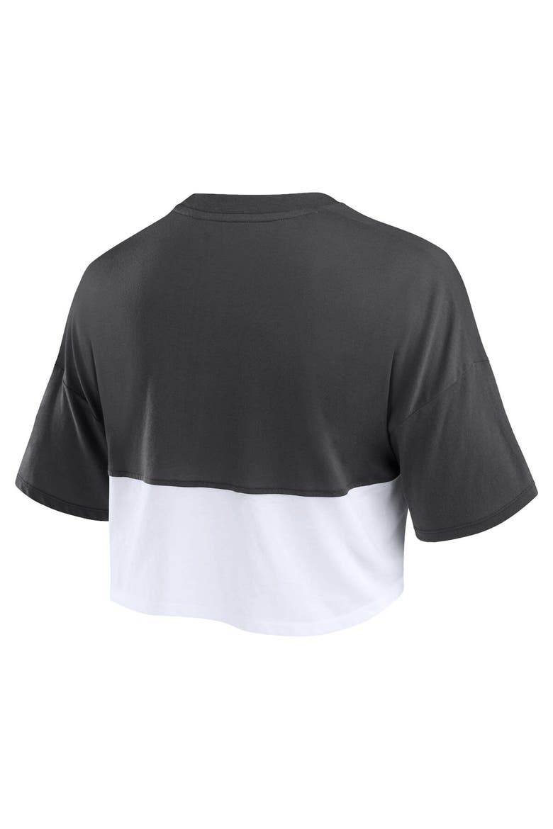 Women's Fanatics Branded Heather Black/White San Francisco Giants Color Split Boxy Cropped T-Shirt, Alternate, color, Heather Black