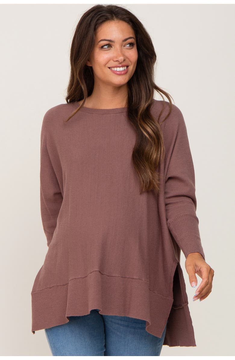 PinkBlush Dolman Sleeve Side Slit Sweater, Alternate, color, Mocha