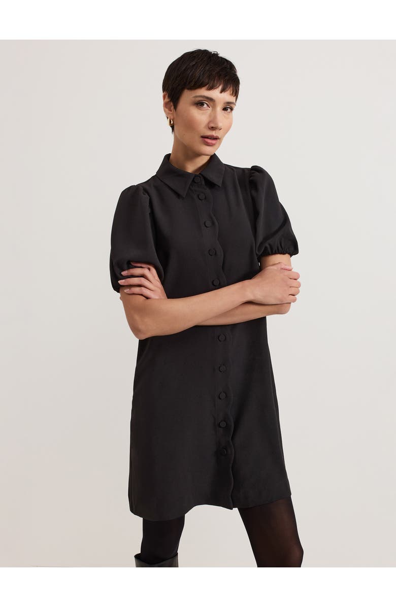 Phase Eight Candice Scallop Detail Shirt Dress, Main, color, Black