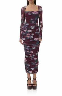 AFRM Maggie Floral Shirred Long Sleeve Midi Dress