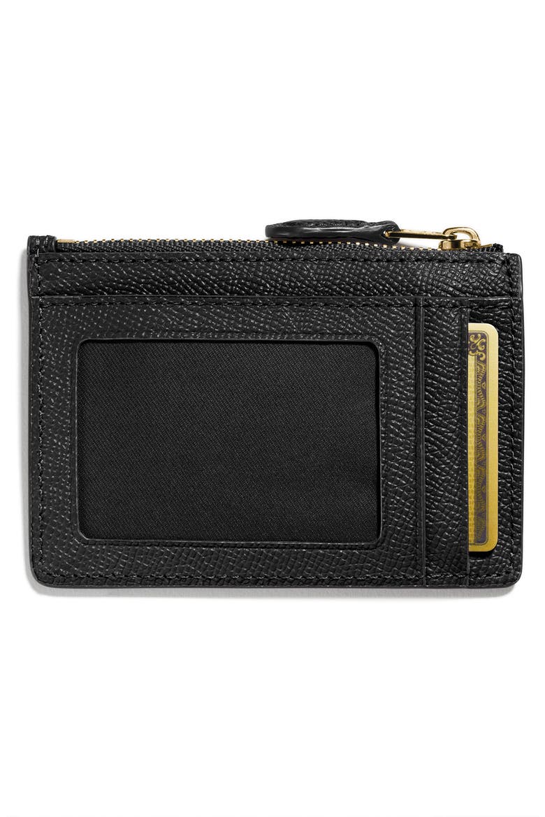 Mini ID Skinny Leather Card Case, Alternate, color, BLACK