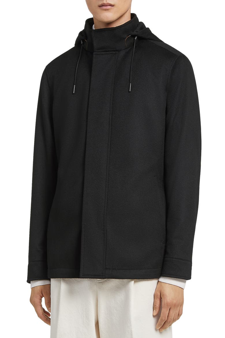 Oasi Cashmere Lite Hooded Jacket, Main, color, BLACK