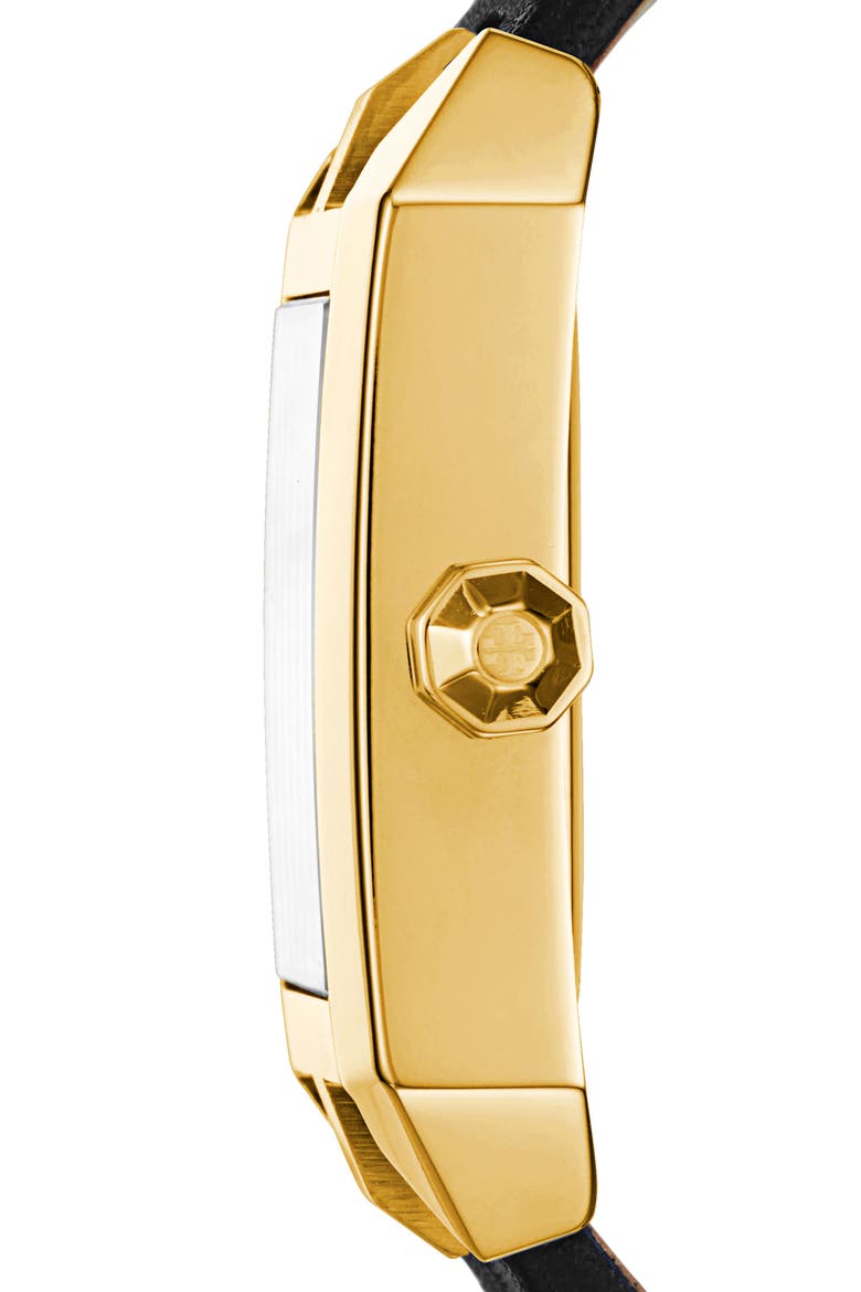Dalloway Leather Strap Watch, 21mm x 24mm, Alternate, color, BLACK/ IVORY/ GOLD