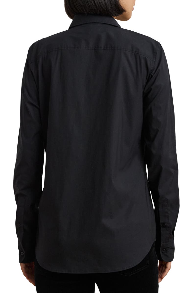 Lauren Ralph Lauren Beaded Logo Button-Up Shirt, Alternate, color, Black