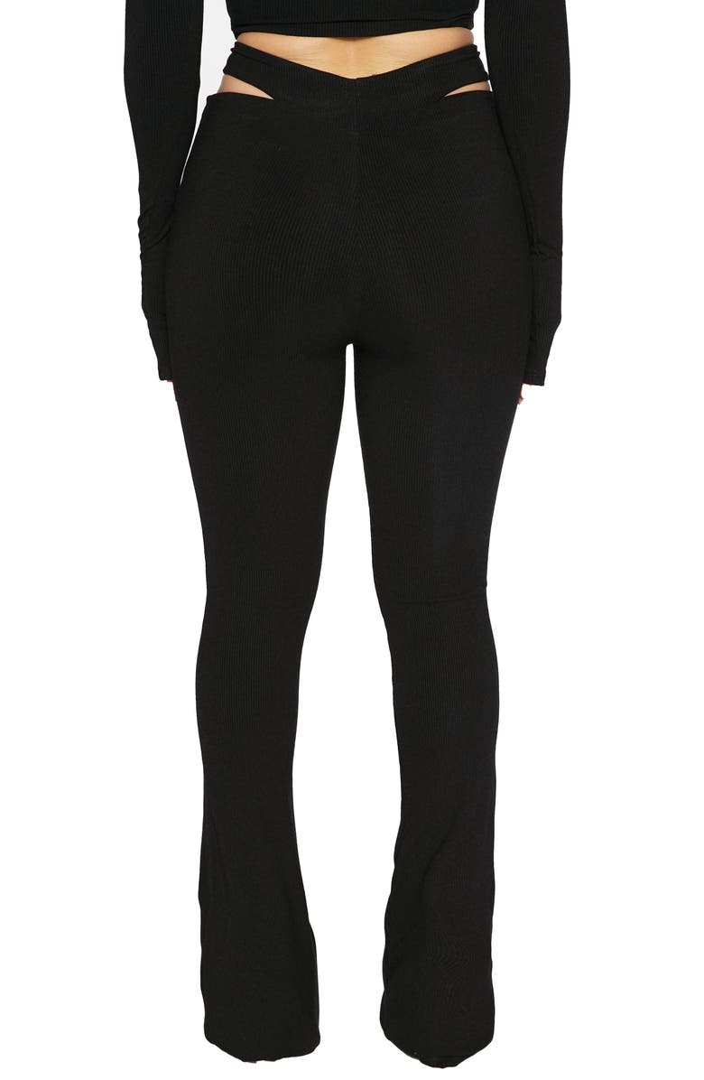 Naked Wardrobe Cutout Waist Rib Pants, Alternate, color, Black