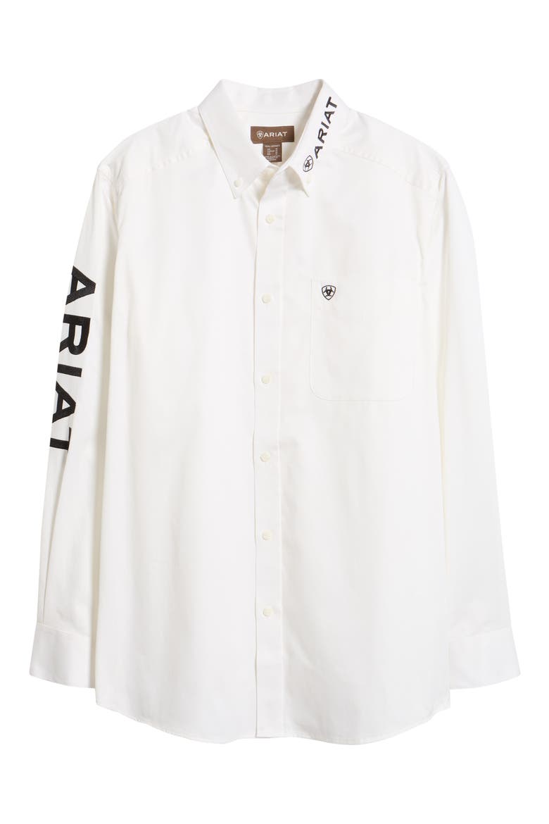 Team Logo Twill Performance Shirt, Alternate, color, WHITE/ BLACK