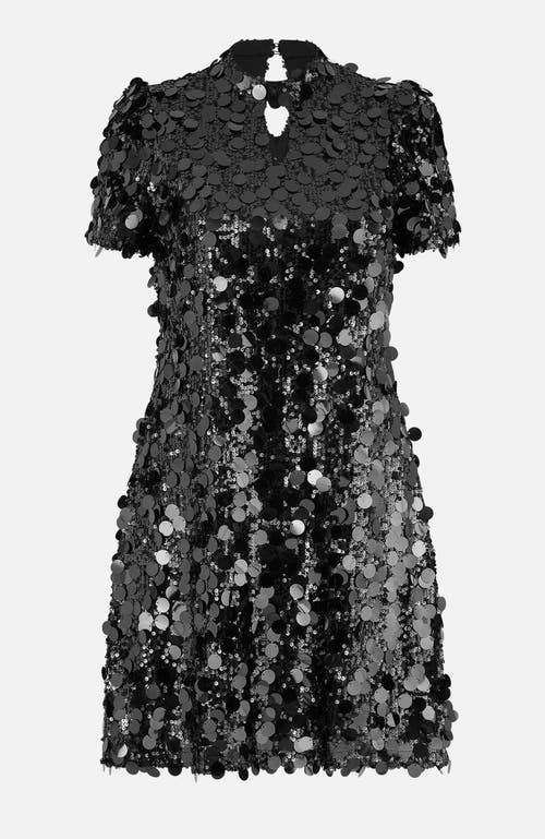 Yumi Sequin Keyhole Neck Tunic Dress In Multi