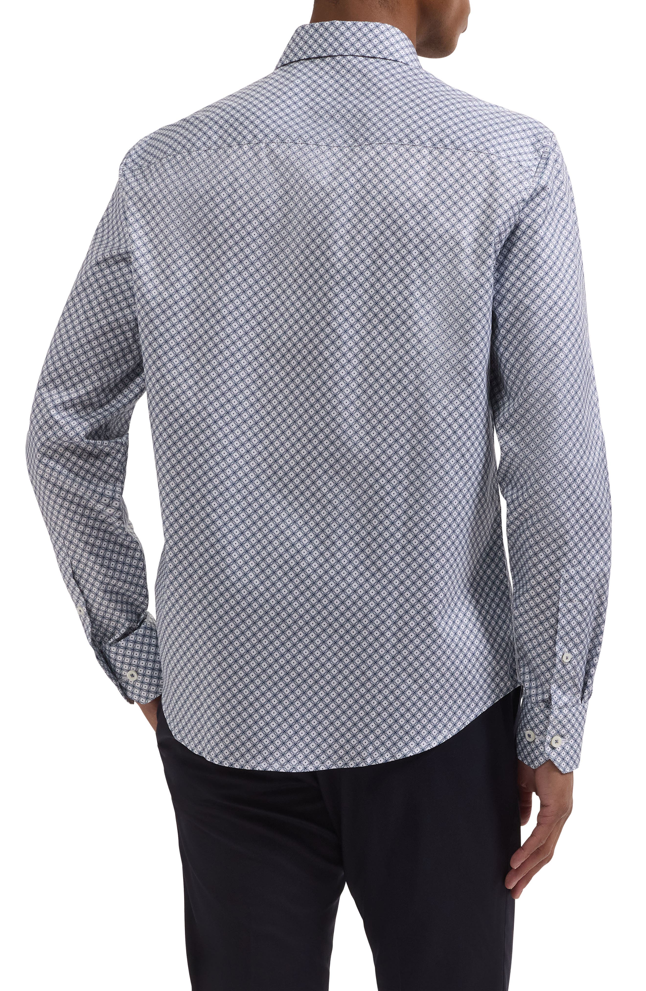 Axel Shaped Fit Geo Print Cotton Button-Up Shirt - image 2