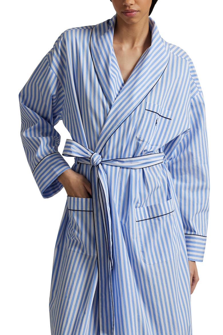Heritage Stripe Cotton Blend Robe, Alternate, color, WIDE STRIPES