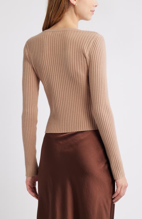 Open Edit Rib Cardigan In Tan Natural
