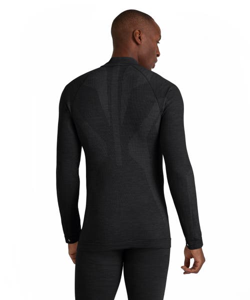 Falke Wool Tech Zip Base Layer Top In Black