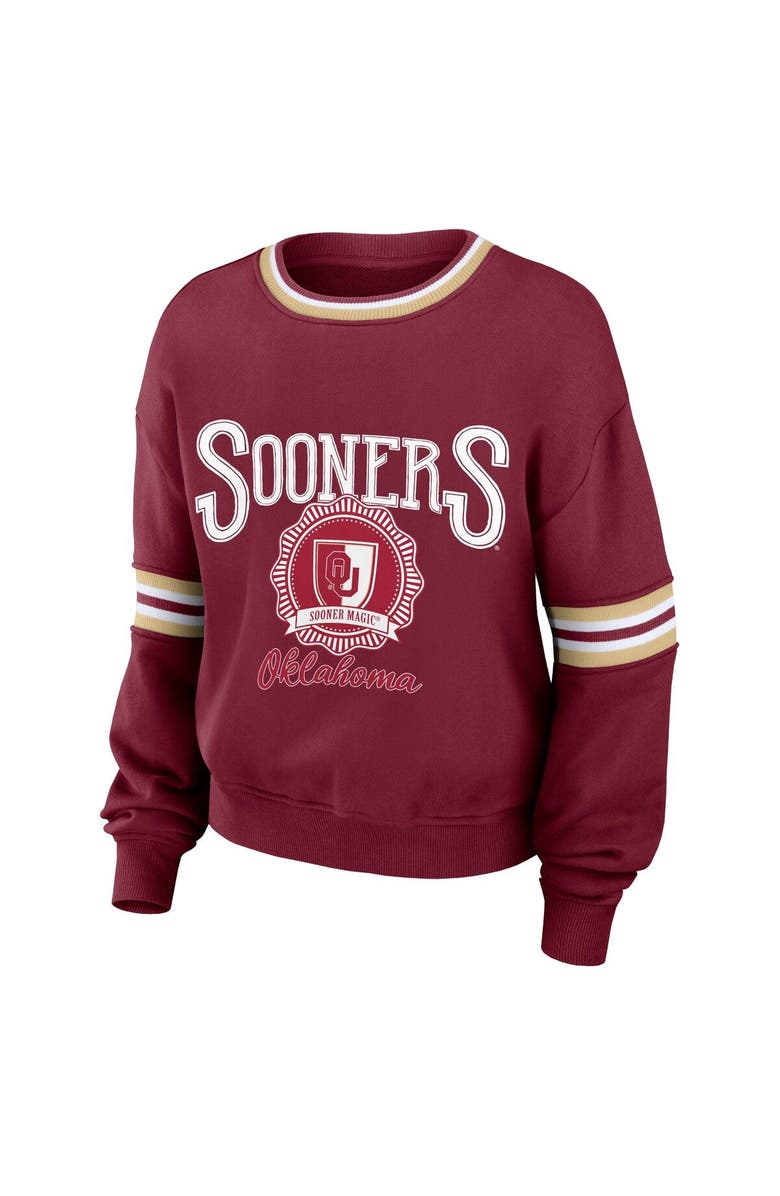 WEAR by Erin Andrews Women's WEAR by Erin Andrews Crimson Oklahoma Sooners Vintage Pullover Sweatshirt, Alternate, color,