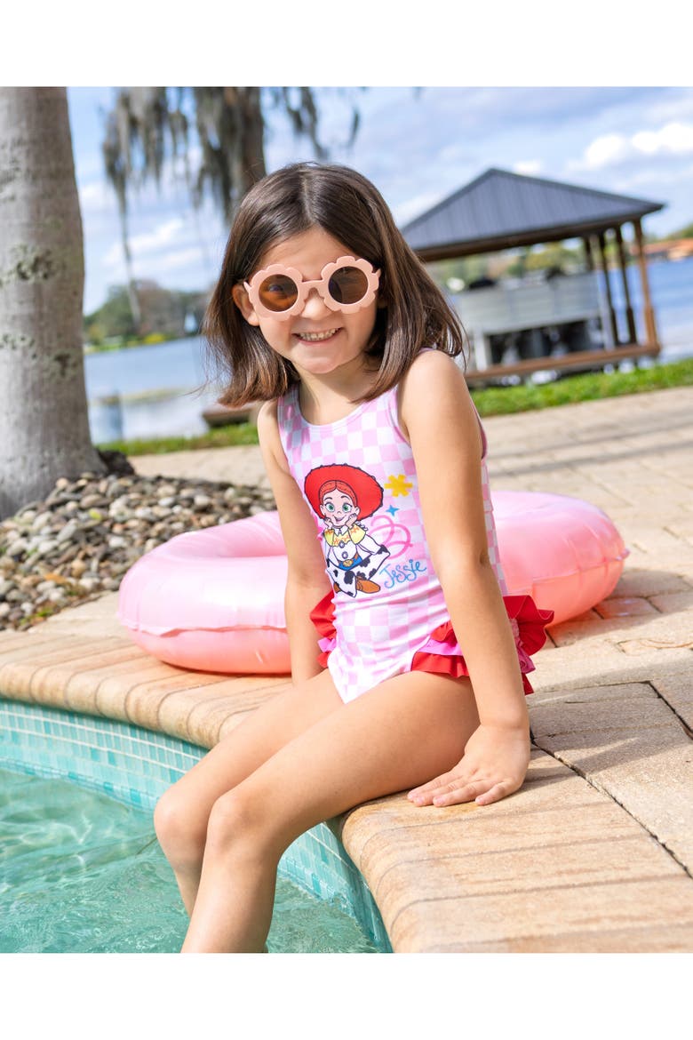 Toy Story One Piece Swimwear UPF 50+, Alternate, color, Jessie Pink Red