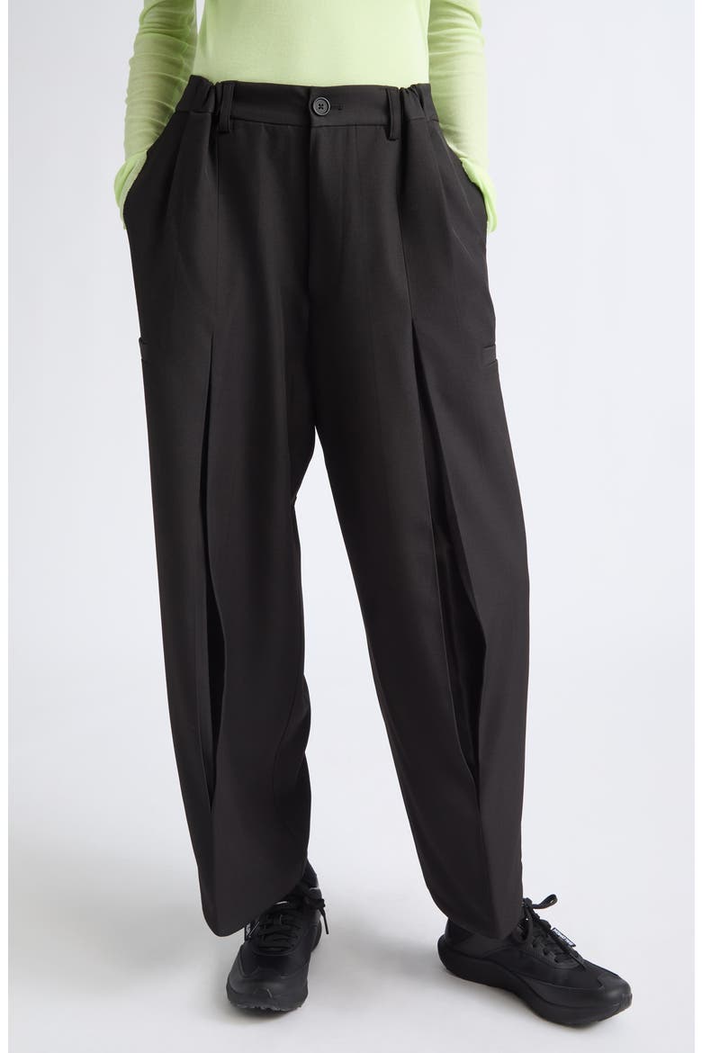 Tailored Pointy Hem Wide Leg Pants, Main, color, BLACK
