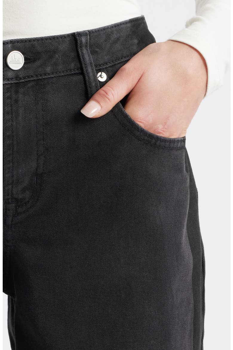 High Waist Ankle Barrel Jeans, Alternate, color, BLACK