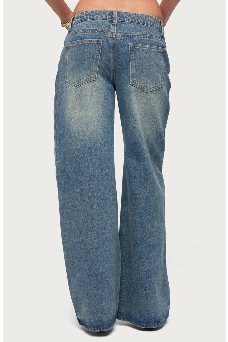 Moxlan Slant Button Low Rise Wide Leg Jeans, Alternate, color, BLUE-WASHED