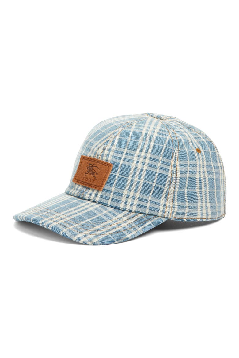Check Jacquard Denim Adjustable Baseball Cap, Main, color, DARK INDIGO BLUE