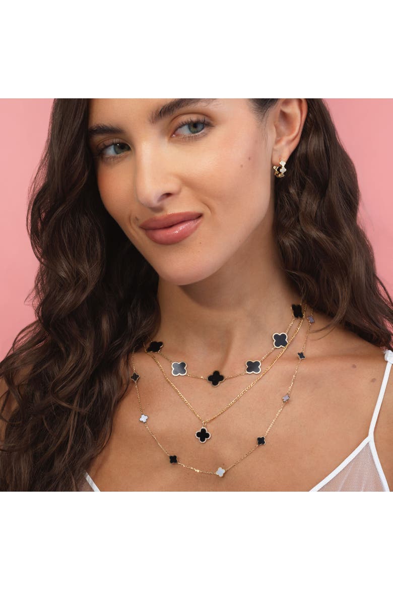 Onyx Diamond Clover Charm, Alternate, color, Onyx