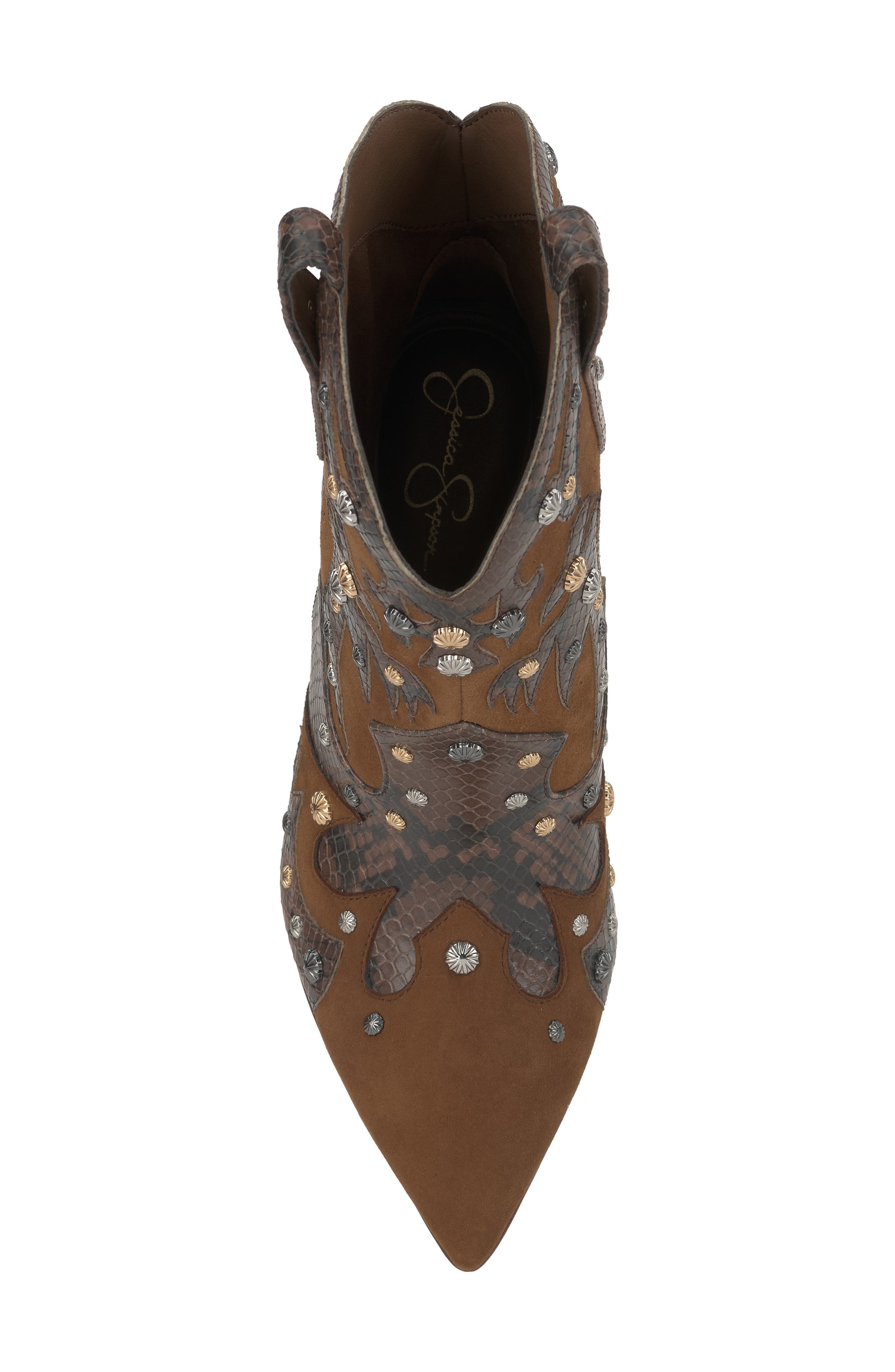 Jessica Simpson Palieve 4 Snakeskin Embossed Bootie, Alternate, color, Light Hickory