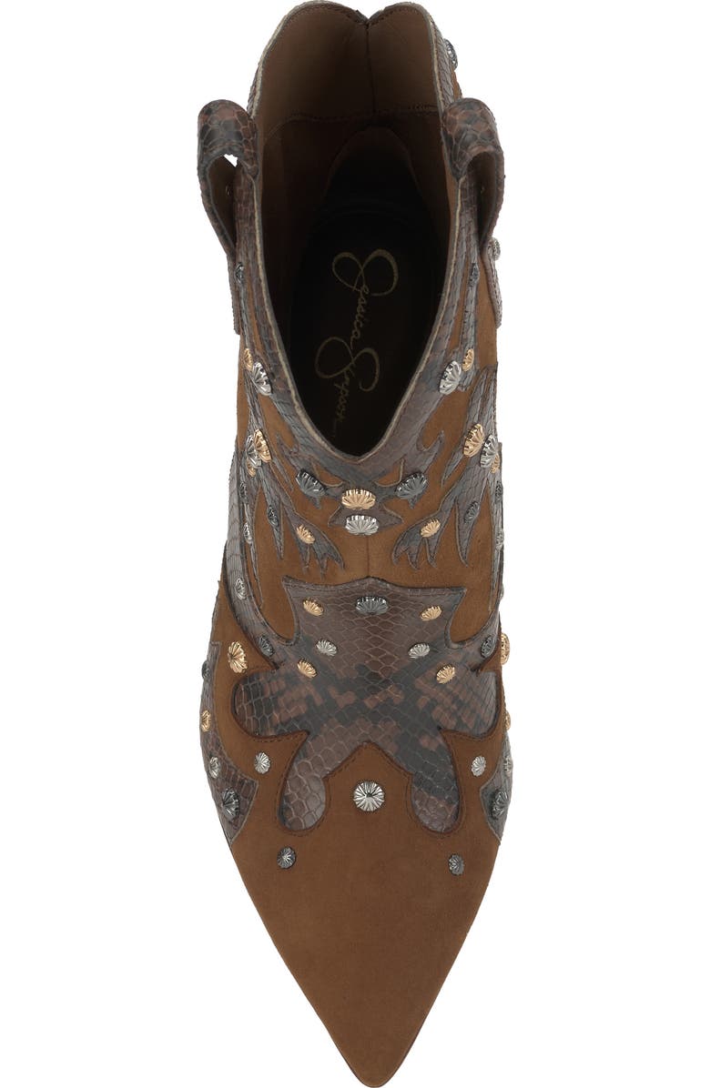 Jessica Simpson Palieve 4 Snakeskin Embossed Bootie, Alternate, color, Light Hickory