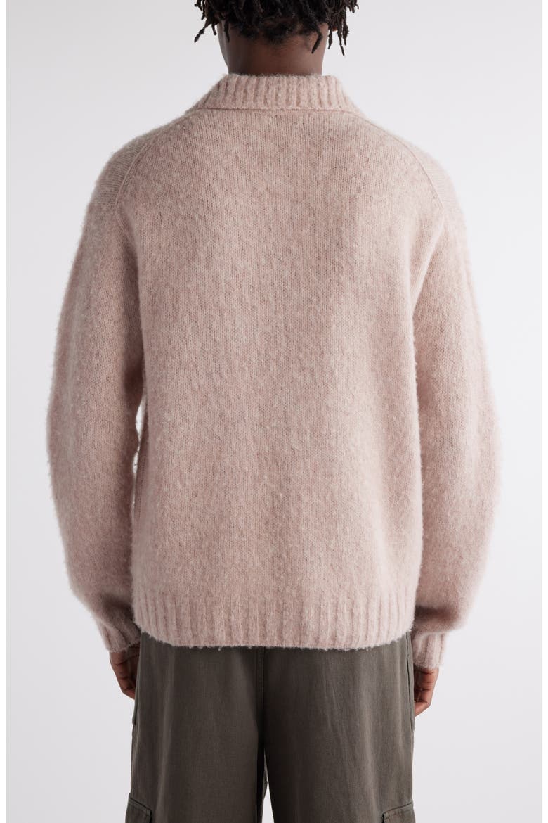 Shetland Wool Polo Cardigan, Alternate, color, PINK MELANGE