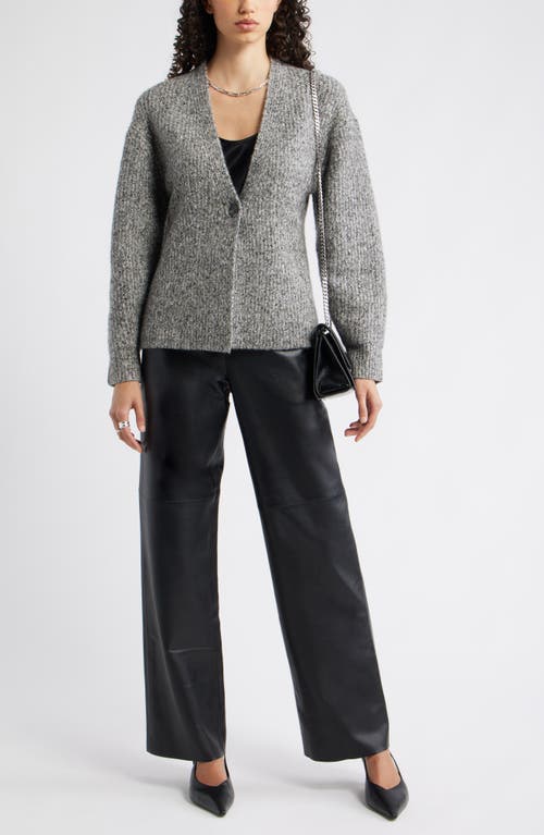 Nordstrom One-button V-neck Rib Cardigan In Gray