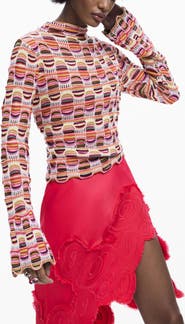 Desigual Stripe Mock Neck Sweater