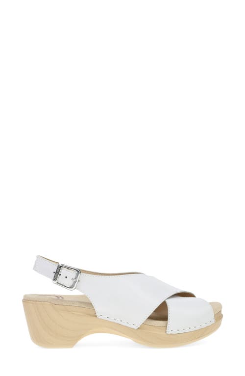 Dansko Sloane Slingback Platform Sandal In White Full Grain